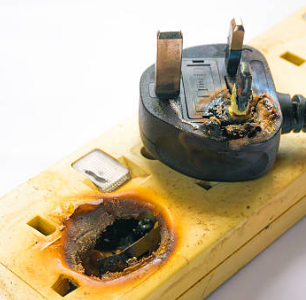 Melted Fire Risk found PAT Testing in a Office in Rotherham